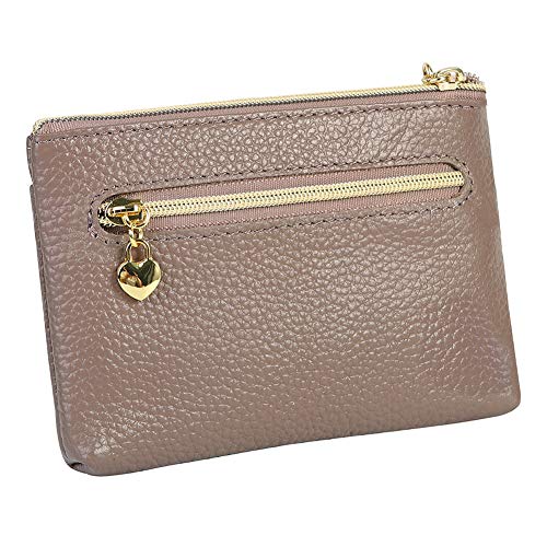 Cynure Women's Genuine Leather Coin Purse Zipper Pocket Size Pouch Change Wallet, Grey Purple - Image 2