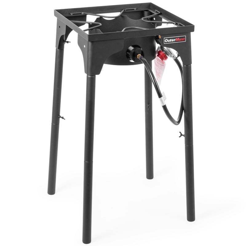 OuterMust Outdoor Propane Burner Camping Stove Gas Burner with Adjustable Legs Ideal for Camping, Home Brewing, Turkey Frying and Maple Syrup Boiling - Image 1