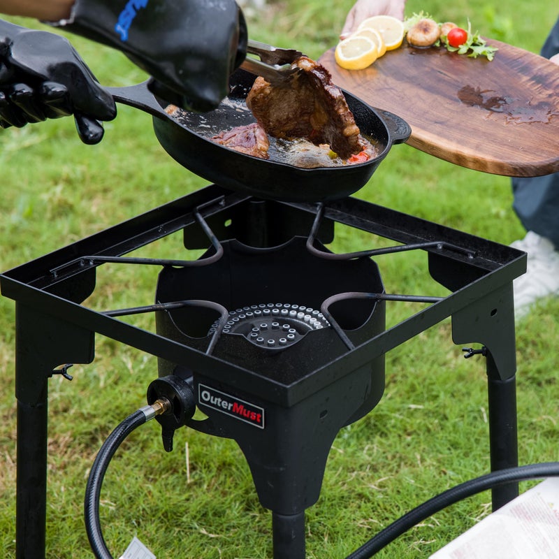 OuterMust Outdoor Propane Burner Camping Stove Gas Burner with Adjustable Legs Ideal for Camping, Home Brewing, Turkey Frying and Maple Syrup Boiling - Image 2