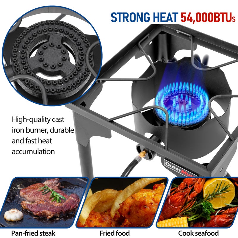 OuterMust Outdoor Propane Burner Camping Stove Gas Burner with Adjustable Legs Ideal for Camping, Home Brewing, Turkey Frying and Maple Syrup Boiling - Image 5