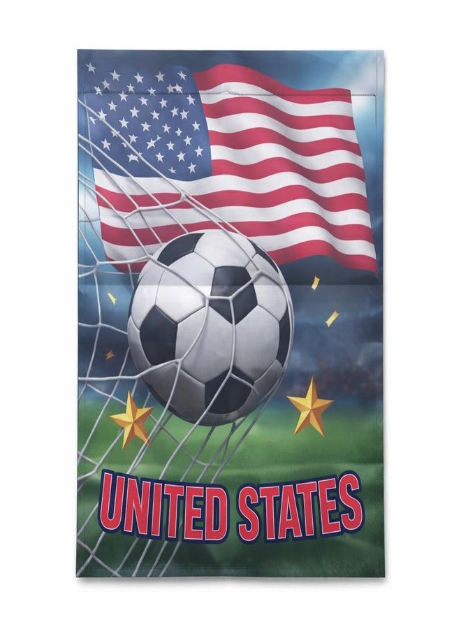 ZOHOKO Soccer Watch Party Yard Decor Double-Sided Oxford Garden Flag 12.01 x 17.52 Inch, USA United States Flag Soccer Ball Outdoor Banner for Porch Patio Lawn - Image 1
