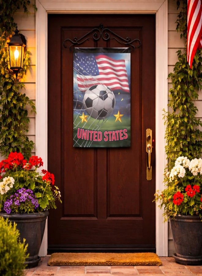 ZOHOKO Soccer Watch Party Yard Decor Double-Sided Oxford Garden Flag 12.01 x 17.52 Inch, USA United States Flag Soccer Ball Outdoor Banner for Porch Patio Lawn - Image 4