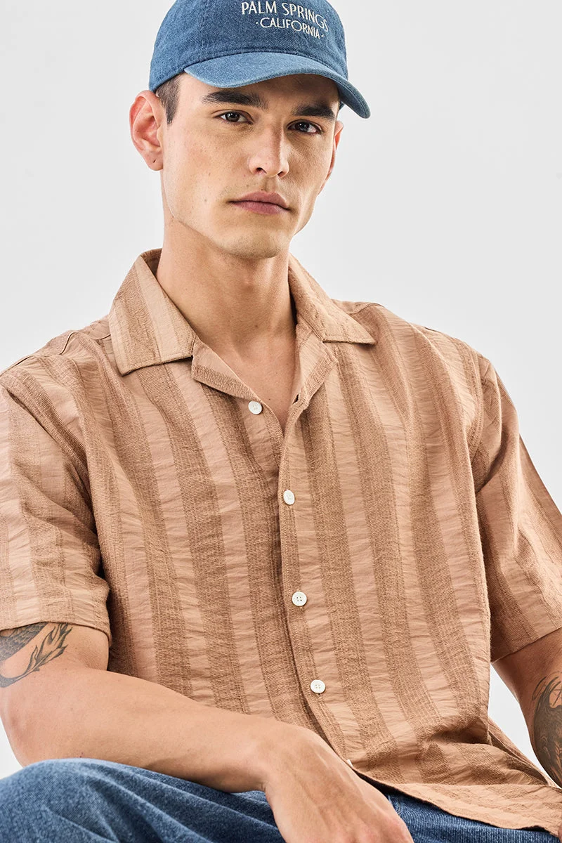 SNITCH Box Fit Textured Stripes Shirt