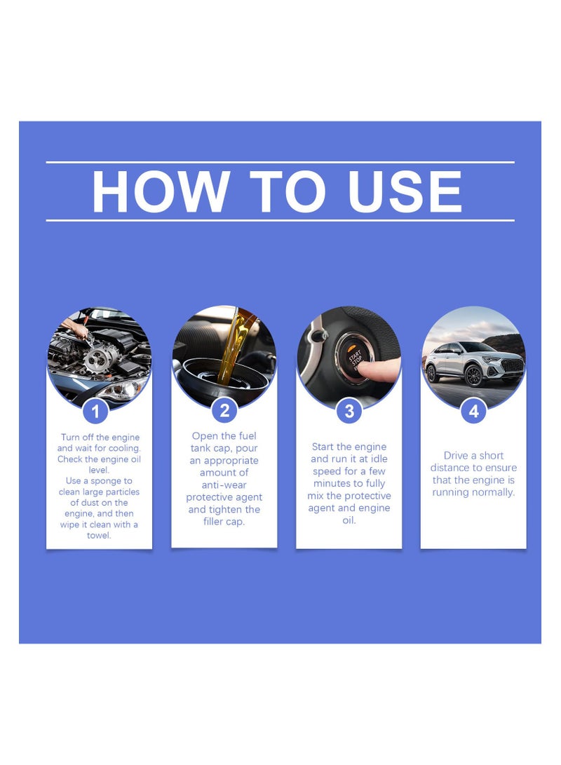 SYOSI منظف نظام زيت المحرك، واقي مضاد للتآكل عالي الكفاءة، مضاف مقاوم لتآكل المحرك لأداء معزز، مناسب لمحركات البنزين، يزيل التلوث - Image 2