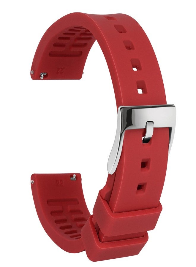 TStrap Silicone Watch Strap 22mm - Red Quick Release Watch Band for Mens Womens - Military Waterproof Smart Watches Bracelet Replacement with Clasp Ladies - 18mm 19mm 20mm 21mm 22mm 24mm - Image 1