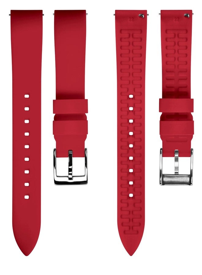 TStrap Silicone Watch Strap 22mm - Red Quick Release Watch Band for Mens Womens - Military Waterproof Smart Watches Bracelet Replacement with Clasp Ladies - 18mm 19mm 20mm 21mm 22mm 24mm - Image 2