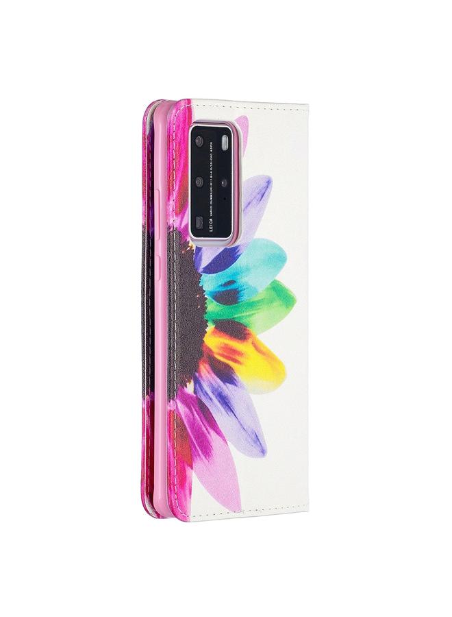 Zaboon Case For Huawei P40 Pro Colored Drawing Pattern Invisible Magnetic Horizontal Flip PU Leather Case with Holder & Card Slots & Wallet - Image 3