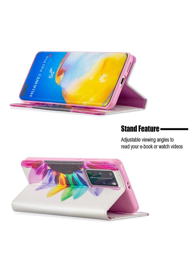 Zaboon Case For Huawei P40 Pro Colored Drawing Pattern Invisible Magnetic Horizontal Flip PU Leather Case with Holder & Card Slots & Wallet - Image 4