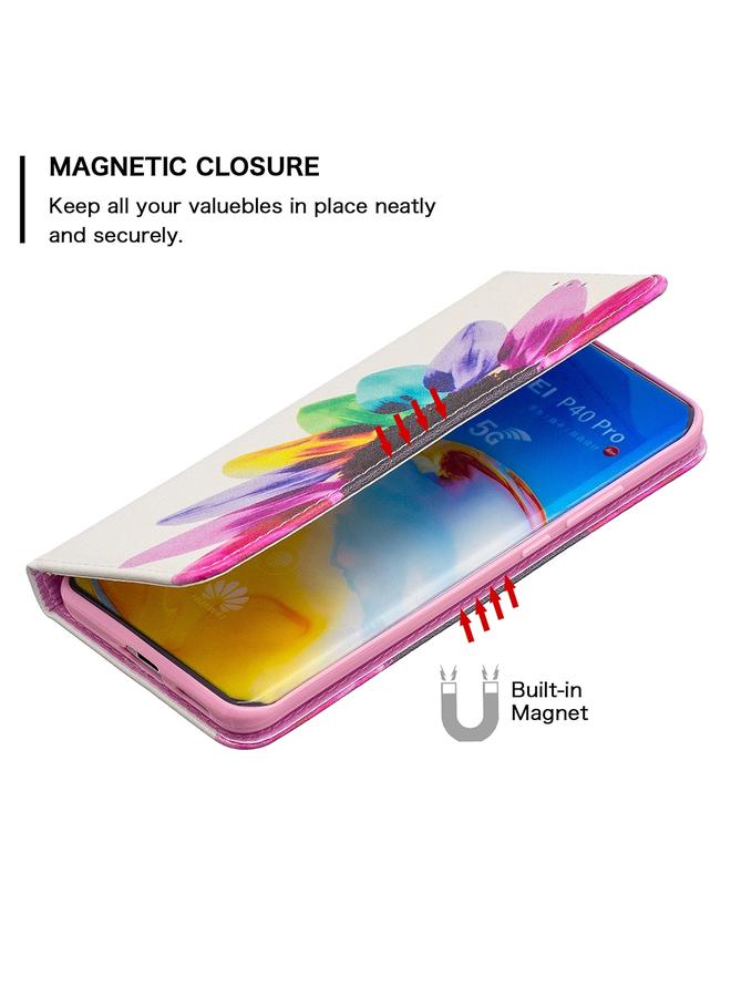 Zaboon Case For Huawei P40 Pro Colored Drawing Pattern Invisible Magnetic Horizontal Flip PU Leather Case with Holder & Card Slots & Wallet - Image 5