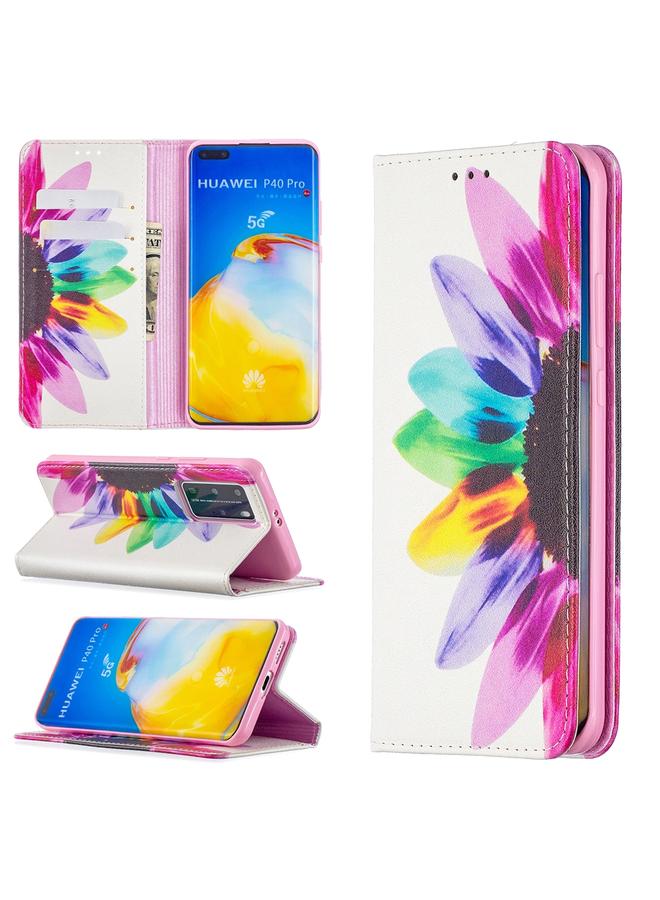 Zaboon Case For Huawei P40 Pro Colored Drawing Pattern Invisible Magnetic Horizontal Flip PU Leather Case with Holder & Card Slots & Wallet - Image 1