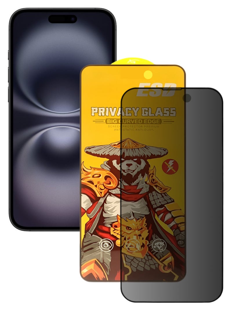 ESD Tempered Dustproof Privacy Glass Screen Protector Compatible For iPhone 16 Plus - Image 1