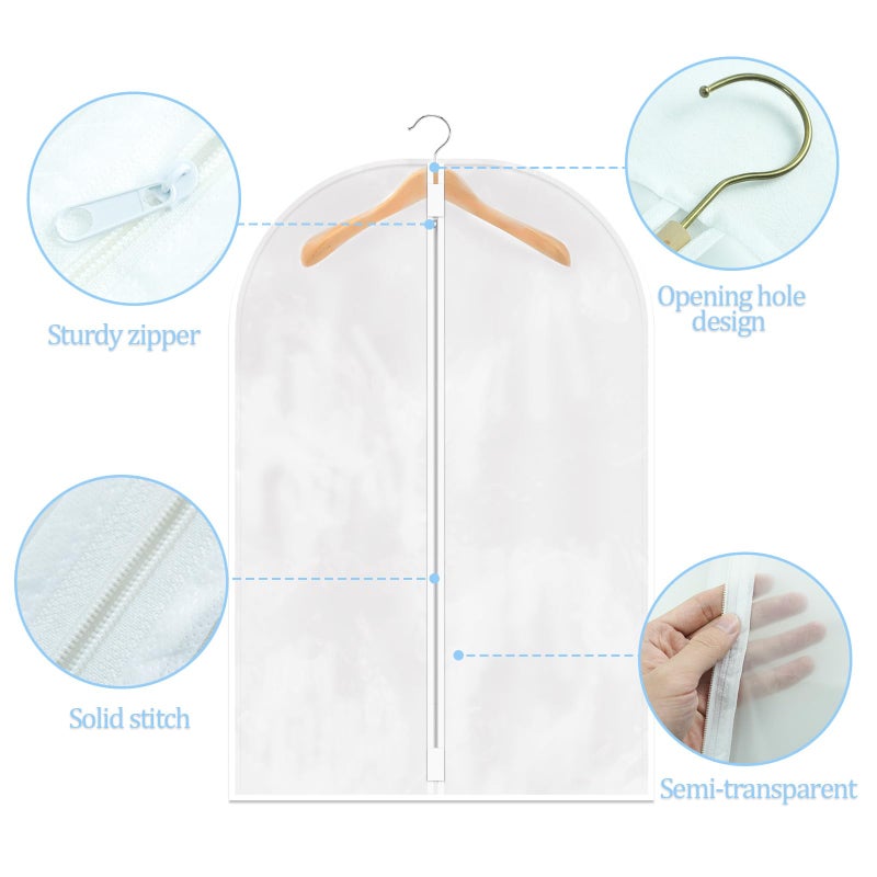 TORONTOKYO 25 Pack 31" Garment Bags for Hanging Clothes, Clear Plastic Garment Bag Dust-Proof Suit Protector Clothes Cover with Zipper for Closet Storage and Travel - Image 3