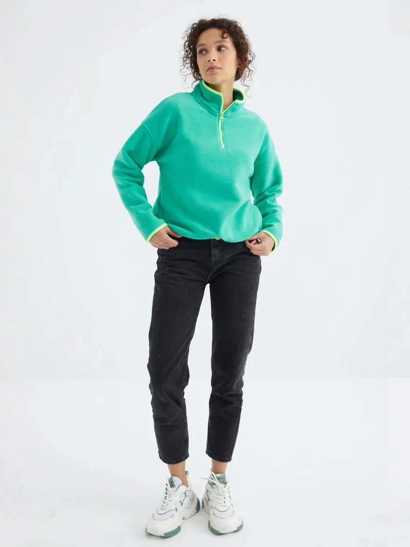 تومي لايف TOMMY Oversized Plush Half-zip Sweatshirt