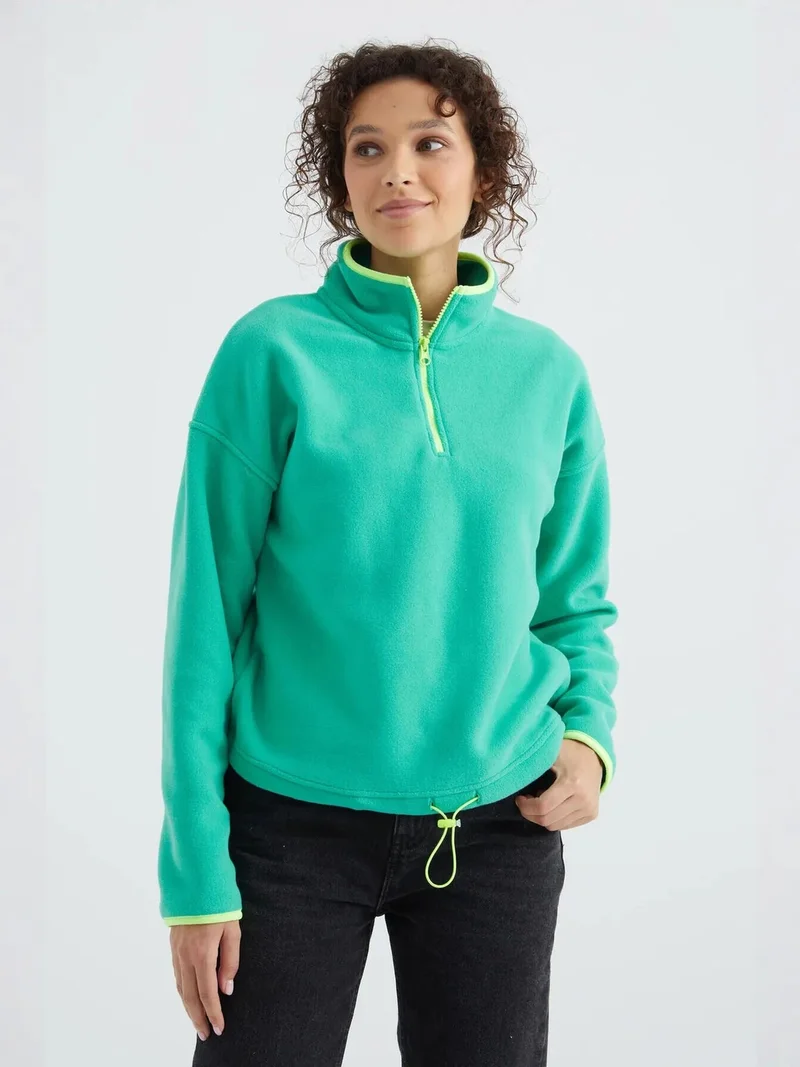 تومي لايف TOMMY Oversized Plush Half-zip Sweatshirt