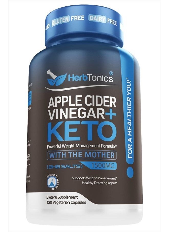 Herbtonics - Apple Cider Vinegar Capsules Plus Keto BHB | Fat Burner & Weight Loss Supplement for Women & Men | Appetite Suppressant - Image 1
