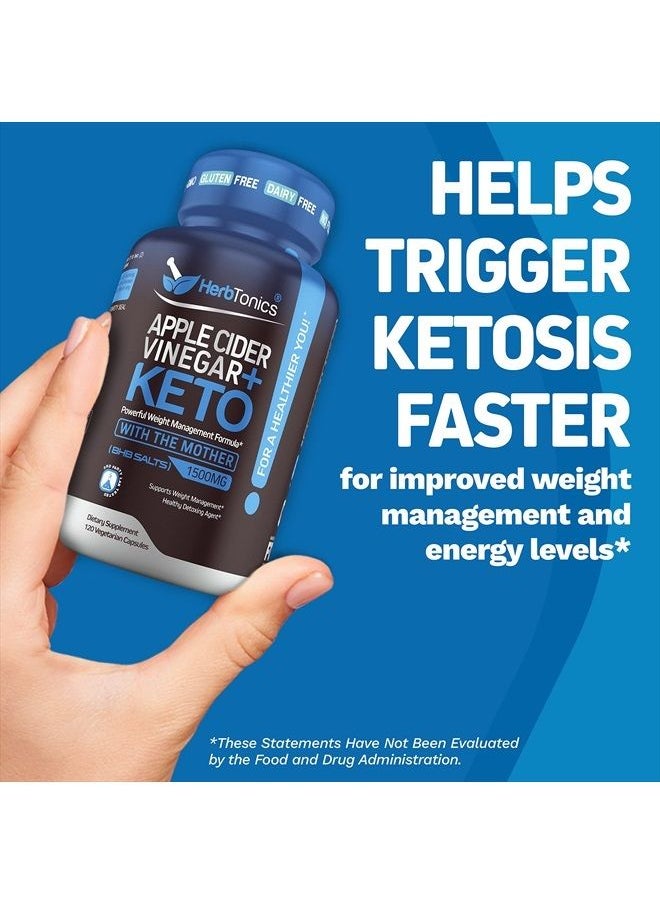 Herbtonics - Apple Cider Vinegar Capsules Plus Keto BHB | Fat Burner & Weight Loss Supplement for Women & Men | Appetite Suppressant - Image 1