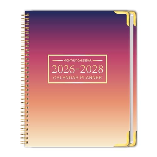 KAICN Monthly Planner 2026-2028, Hardcover 3 year calendar 2026-2027-2028 Calendar Book from Jan 2026 - Dec 2028, 9“ x 11”, Spiral Bound,Organizer for Office, School, and Home, Sunset - Image 1