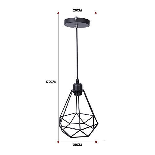 SFL Made in India Edison Square Filament Hanging Diamond Caged, E27 Holder, Decorative, Urban Retro Style Metal Fixture, Black. - Image 4