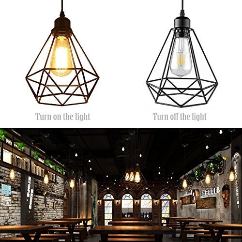 SFL Made in India Edison Square Filament Hanging Diamond Caged, E27 Holder, Decorative, Urban Retro Style Metal Fixture, Black. - Image 5