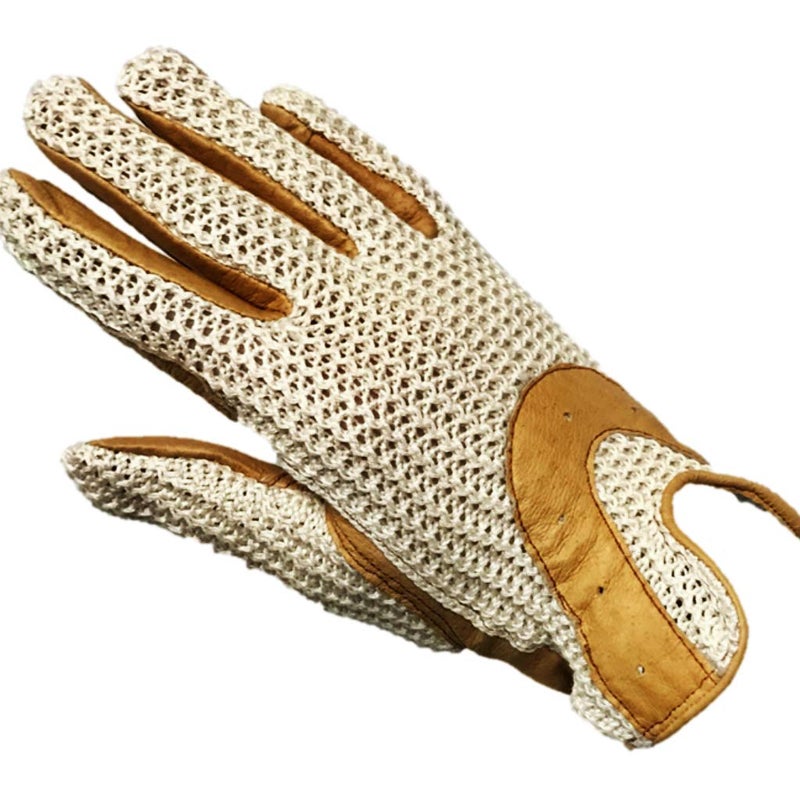 Ovation Ladies Horseshoe Crochet Back Gloves with Leather Palm, Tan, Large (7.5) - Image 4
