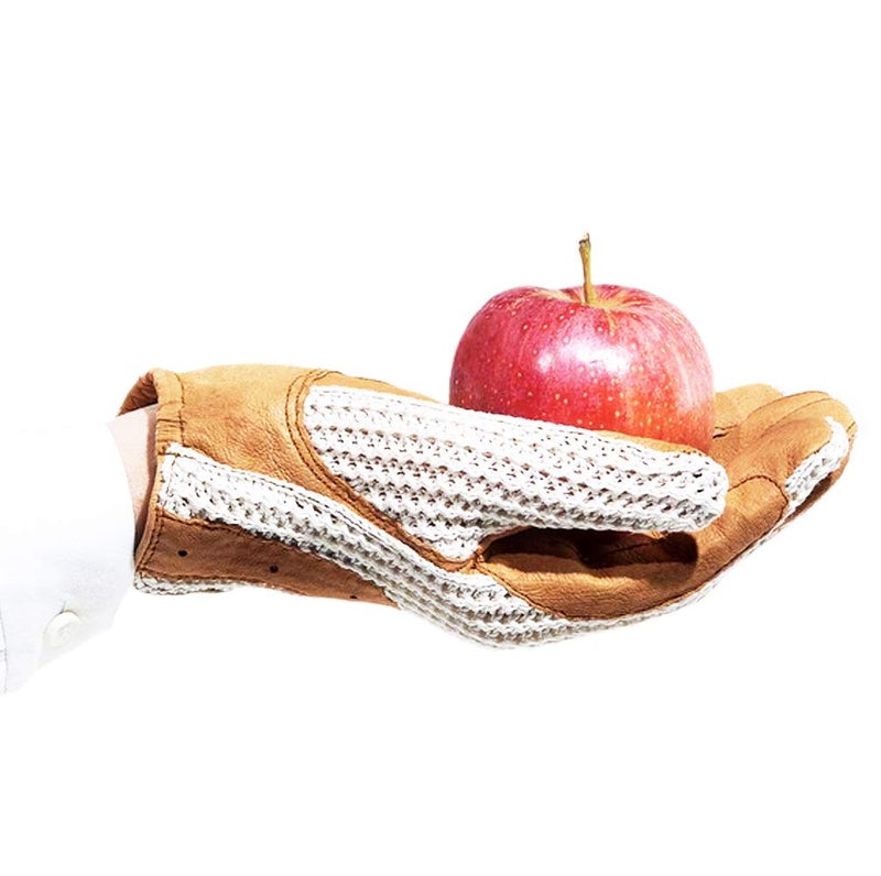 Ovation Ladies Horseshoe Crochet Back Gloves with Leather Palm, Tan, Large (7.5) - Image 2