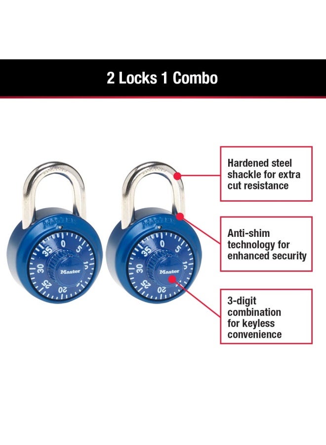 Master Lock 1530T Locker Lock Combination Padlock, 2 Count (Pack of 1), Colors May Vary - Image 2