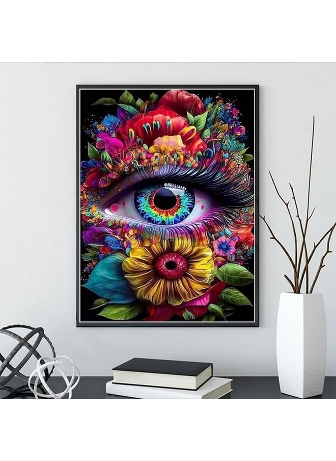 هاسذيب طقم الرسم الماسي HASTHIP® - طقم الرسم الماسي على شكل عين مقاس 12 × 16 بوصة، طقم الرسم الماسي 5D للكبار والصغار، مناسب جدًا للترفيه المنزلي وتزيين الجدران، هدية للأطفال والكبار  - Image 2