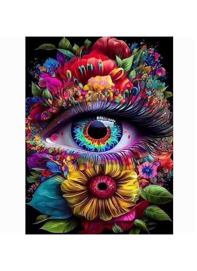 هاسذيب طقم الرسم الماسي HASTHIP® - طقم الرسم الماسي على شكل عين مقاس 12 × 16 بوصة، طقم الرسم الماسي 5D للكبار والصغار، مناسب جدًا للترفيه المنزلي وتزيين الجدران، هدية للأطفال والكبار  - Image 1