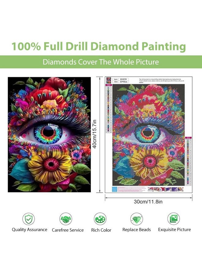 هاسذيب طقم الرسم الماسي HASTHIP® - طقم الرسم الماسي على شكل عين مقاس 12 × 16 بوصة، طقم الرسم الماسي 5D للكبار والصغار، مناسب جدًا للترفيه المنزلي وتزيين الجدران، هدية للأطفال والكبار  - Image 3