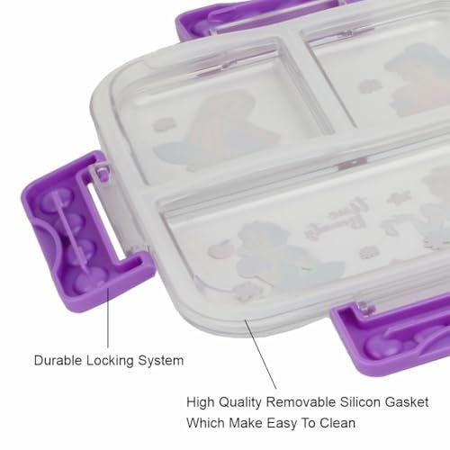 SKi Homeware Brunch Insulated Lunch Box | 3 Compartment Bento Box | Stainless Steel Interior | Embossed Print That Does not Fade | Leak-Proof & Sturdy Design | 600 ML (Princess) - Image 4