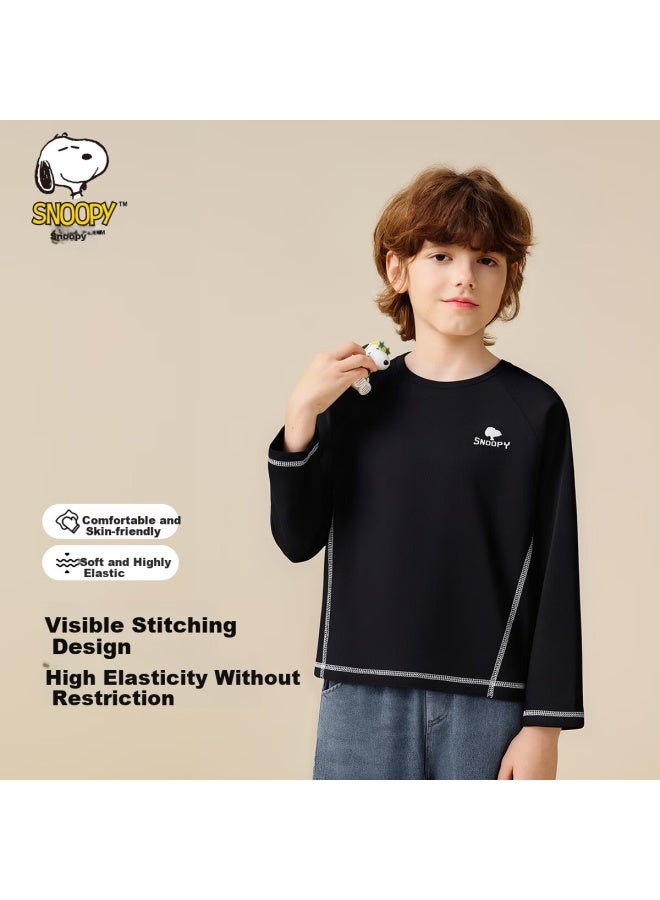 Snoopy Boys' Long Sleeve T-shirt Kids Youth Casual Sportswear Black - Image 1