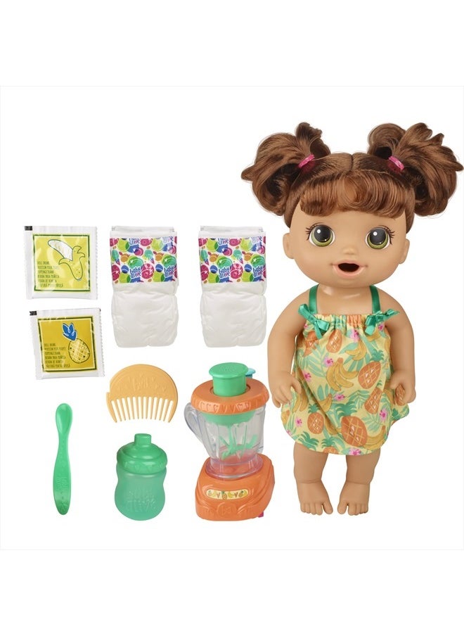 Baby Alive - Magical Mixer Baby Doll Tropical Treat with Blender Accessories, Drinks, Wets, Eats, Brown Hair Toy for Kids Ages 3 and Up - Image 1
