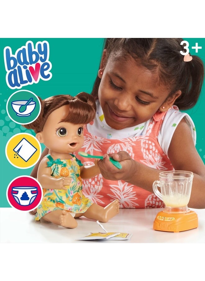 Baby Alive - Magical Mixer Baby Doll Tropical Treat with Blender Accessories, Drinks, Wets, Eats, Brown Hair Toy for Kids Ages 3 and Up - Image 1