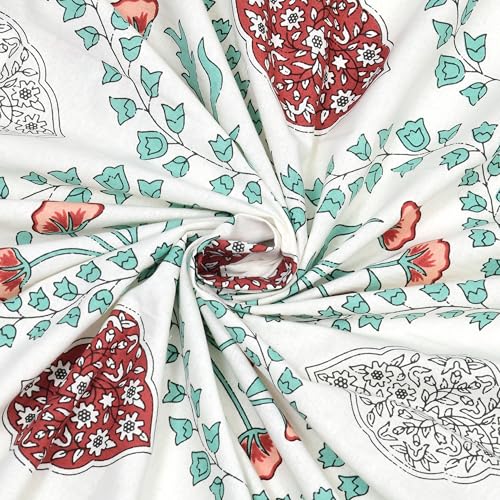 BLOCKS OF INDIA 200TC Diwan Set Cotton 8 Piece | Deewan Printed Bedsheet Sets for Living Room Hall (Set of 8 Piece, 1-Bed Sheet | 2-Bolster Cover | 5-Cushion Cover (Brick Motifs), White - Image 5