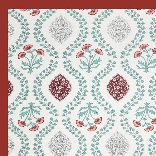 BLOCKS OF INDIA 200TC Diwan Set Cotton 8 Piece | Deewan Printed Bedsheet Sets for Living Room Hall (Set of 8 Piece, 1-Bed Sheet | 2-Bolster Cover | 5-Cushion Cover (Brick Motifs), White - Image 4