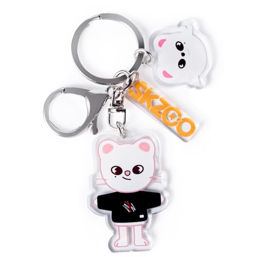 Feenmai Cartoon Keychain for Kids, Stray Kids Keychain Cute Animal Pendant, Acrylic Double Sided Pattern SKZ Backpack Pendant - Image 1