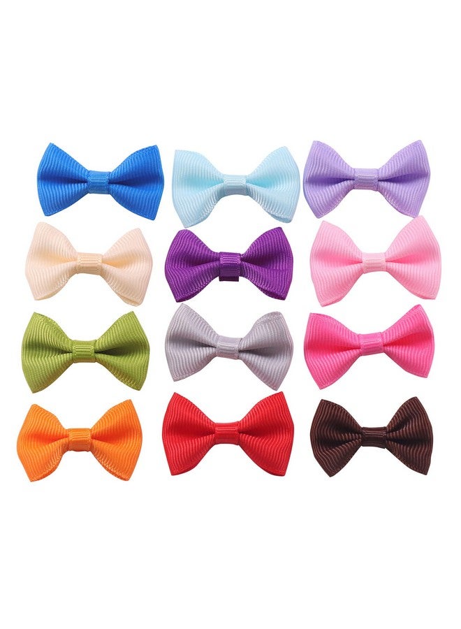 96Pc Grosgrain Ribbon Mini Bow Ties Craft,Scrapbooking Embellishmen Diy Projects,Bowties Decorations For Diy Kids Hair Clips,Pets Hair Bows(1.5") (12 Color)