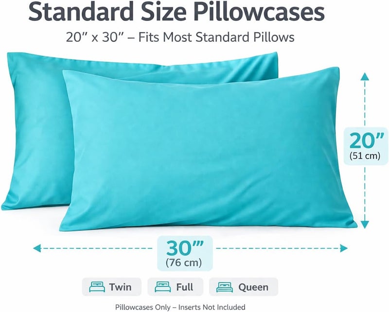 Ultra Soft Brushed Microfiber Standard Size 20"x30" Pillowcases Pair Set of 2 with Envelope Closure (20"x30" Standard, Ocean) - Image 2