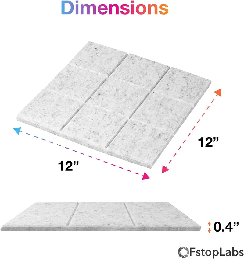 Fstop Labs Acoustic Foam Panels 0.4" X 12" X 12" Acoustic Panels Sound Panels Soundproofing Insulation Bevled Edge Tiles, Acoustic Treatment Used in Home & Offices, 9 Blocks Square - Image 4