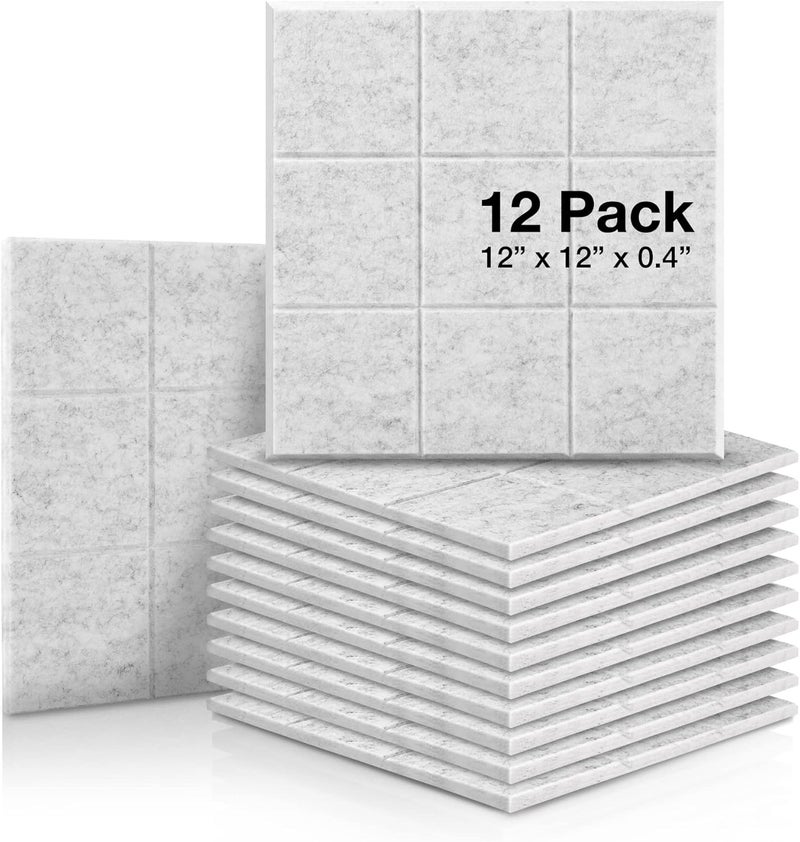 Fstop Labs Acoustic Foam Panels 0.4" X 12" X 12" Acoustic Panels Sound Panels Soundproofing Insulation Bevled Edge Tiles, Acoustic Treatment Used in Home & Offices, 9 Blocks Square - Image 1