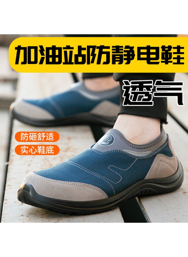 Anti-smashing Anti-static Safety Shoes, Flyknit Breathable Lightweight Wear-resistant Steel Toe Work Safety Shoes For Laboratory And Gas Station