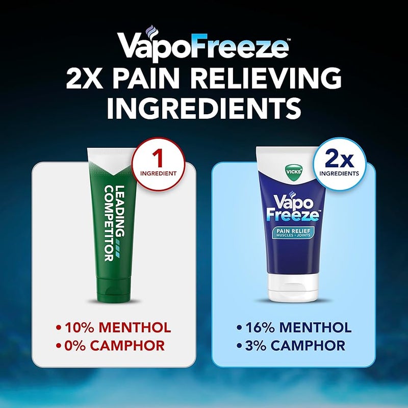 Vicks VapoFreeze Topical Pain Cream 3.0oz, Maximum Strength Menthol+ for Muscle Pain Relief, Joint Pain Relief, Knee Pain Relief, Back Pain Relief, Cream for Pain Relief, Topical Pain Relief - Image 5