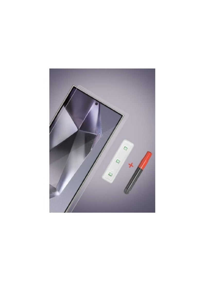 توكين واقي شاشة من الزجاج المقوى بتغطية كاملة من الغراء السائل بالأشعة فوق البنفسجية لهاتف Samsung Galaxy S24 - شفاف - Image 4