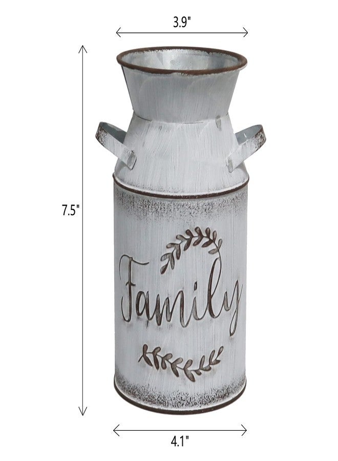 Fauevav Galvanized Milk Can with Greetings, Antique Retro Vase Metal Planter Rustic Vintage Primitive Flower Holder Farmhouse Country Plant for Home Office Decor, 7.5” (Grey) - Image 2