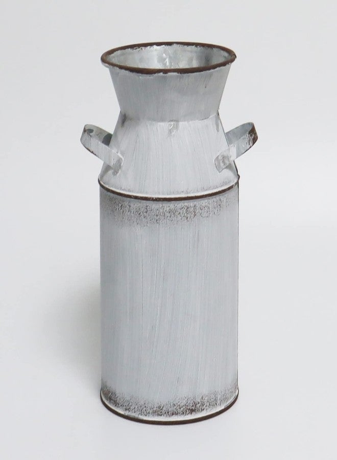 Fauevav Galvanized Milk Can with Greetings, Antique Retro Vase Metal Planter Rustic Vintage Primitive Flower Holder Farmhouse Country Plant for Home Office Decor, 7.5” (Grey) - Image 4