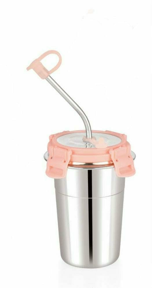 Sunshine Enterprise Bispy Stainless Steel Tumbler with Straw for Traveling Tiffin for Coffee Tea Beer Milk Lassi Butter Milk Glass Tumbler 400 ml - Image 1