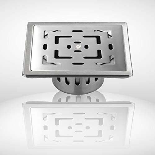 Shapure Stainless Steel Grade 304 Bathroom and Kitchen Drain Channel Grating Cover Floor with Anti-Cockroach Jali in Matt Finish(L Shape Hole) 5"X5" - Image 1