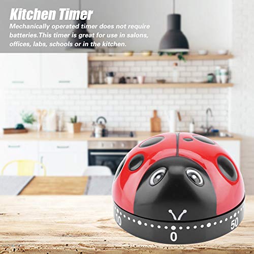 Melostu Kitchen Timer, Ladybug Kitchen Timer 60 Minutes Timer Mechanical Wind-Up Timer, Made of ABS, for Use in Salons, or in the Kitchen - Image 2