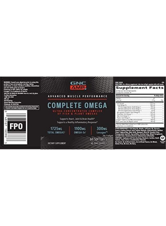 GNC Amp Complete Omega, 60 Softgels, Supports Heart, Joint And Brain Health - Image 3