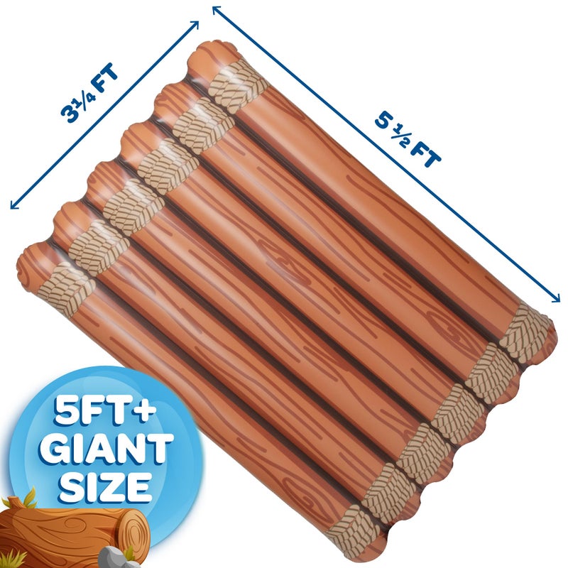 SCS Direct Giant Multi-Person Inflatable Log Raft Swimming Pool Float- Over 600 Pound Weight Capacity, 5+ Feet Long- Heavy Duty, Extra Thick Durable PVC Lounger- Adults Kids Big Floaty Party Activity Xmas Gift - Image 4